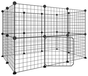 vidaXL Κλουβί Κατοικίδιων με 20 Πάνελ + Πόρτα Μαύρο 35 x 35εκ Ατσάλινο
