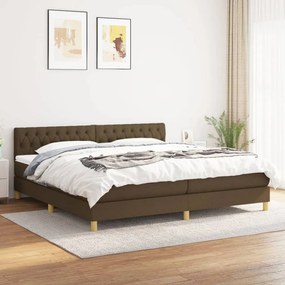 Κρεβάτι Boxspring με Στρώμα Σκούρο Καφέ 200x200 εκ. Υφασμάτινο - Καφέ