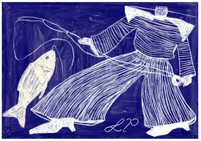 Πόστερ Sam Fishing - Μπλε Άσπρο 50 x 70 cm THE POSTER CLUB
