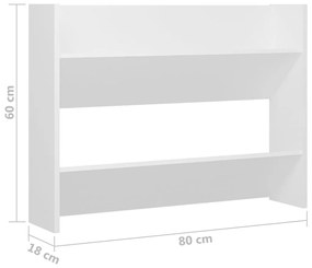 vidaXL Παπουτσοθήκη Τοίχου Λευκή 80 x 18 x 60 εκ. από Επεξ. Ξύλο