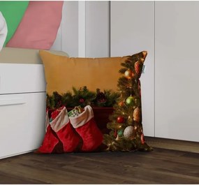 Διακοσμητική μαξιλαροθήκη με 3d ψηφιακή εκτύπωση θεματική για Πρωτοχρονιά Κόκκινο