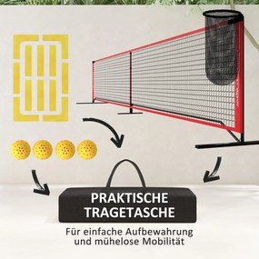 Σετ Pickleball με δίχτυ, βάση, μπάλες, ατσάλι, πλαστικό, κόκκινο