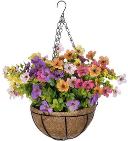 Τεχνητό Κρεμαστό Φυτό Gerbera 20635 Φ45x55cm Multi GloboStar Coconut,Ύφασμα