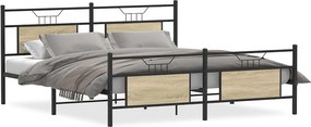vidaXL Σκελετός Κρεβ. Χωρίς Στρώμα Sonoma Δρυς 160x200 εκ. Μεταλλικό