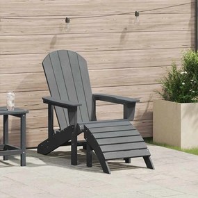 vidaXL Καρέκλα Adirondack με Ποδόστρωμα Ανοιχτό Γκρι HDPE
