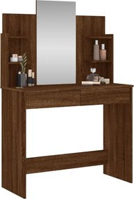 vidaXL Μπουντουάρ με Καθρέφτη Καφέ Δρυς 96 x 39 x 142 εκ.