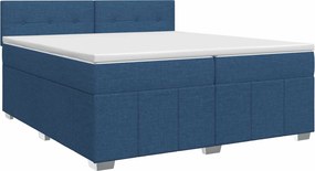 vidaXL Κρεβάτι box spring με στρώμα Μπλε 200 x 200 cm Ύφασμα