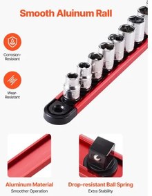 VEVOR Socket Organizer Rail Set 3PCS Aluminum Socket Organizers with 40 Clips