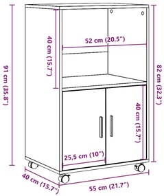 Ντουλάπι Τροχήλατο Sonoma Δρυς 55x40x91 εκ. από Επεξ. Ξύλο - Καφέ