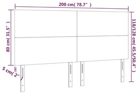vidaXL Κεφαλάρι Κρεβατιού LED Μαύρο 200x5x118/128 εκ. Βελούδινο