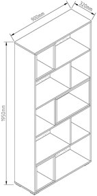 Βιβλιοθήκη REVEN Λευκή-Ροζ-Καφέ 90x32.3x195.1cm