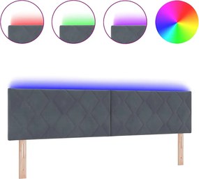 vidaXL LED κεφαλάρι Σκούρο Γκρι 180 cm Τεχνητό Δέρμα