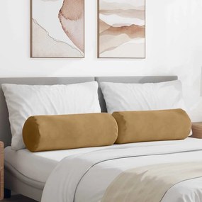vidaXL Μαξιλάρια Στήριγμα 2 pcs Καφέ Ø 25 x 70 cm Υφασμάτινο Κορντουρά