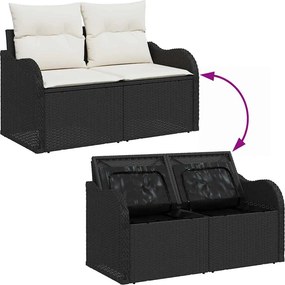 vidaXL Σετ Καναπέ Κήπου 11 pcs Μαύρο και Λευκό συνθετικό ρατάν