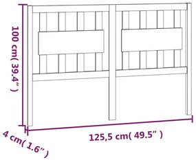 Κεφαλάρι Κρεβατιού 125,5 x 4 x 100 εκ. από Μασίφ Ξύλο Πεύκου - Καφέ