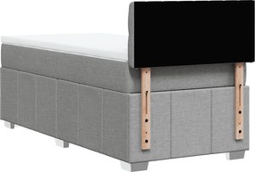 vidaXL Κρεβάτι Boxspring με Στρώμα Ανοιχτό Γκρι 90x190 εκ. Υφασμάτινο