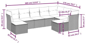 vidaXL Σαλόνι Κήπου Σετ 9 τεμ. Μπεζ Συνθετικό Ρατάν με Μαξιλάρια