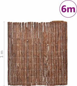 vidaXL Φράχτης από φλοιό δέντρου Καφέ 100 x 600 cm Φλοιός