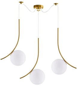 Φωτιστικό Οροφής Κρεμαστό Sceptre 77-9065 12x300cm 3xE14 40W Gold-Opal Homelighting Metal, Glass