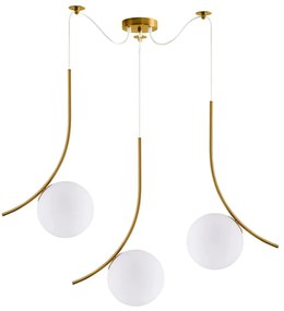 Φωτιστικό Οροφής Κρεμαστό Sceptre 77-9065 12x300cm 3xE14 40W Gold-Opal Homelighting Μέταλλο,Γυαλί