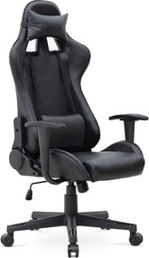 Καρέκλα γραφείου Gaming Alonso Megapap από τεχνόδερμα χρώμα μαύρο 67x70x125/135 εκ.