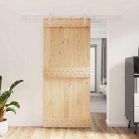 vidaXL Συρόμενη Πόρτα Φυσικό και Λευκό 90 x 210 cm