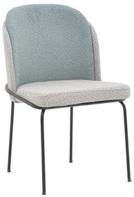 Intrahome Καρέκλα Dore Intrahome γκρι-γαλάζιο μπουκλέ ύφασμα-μαύρο μέταλλο 50x47.5x82εκ | SKU: INTRAPA-201111171