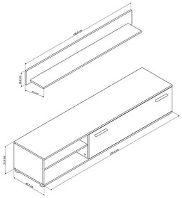 ΣΥΝΘΕΤΟ ΣΑΛΟΝΙΟΥ COOL PAKOWORLD ΧΡΩΜΑ SONOMA 263X40X190ΕΚ