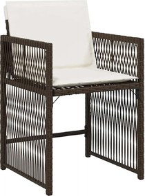 vidaXL Καρέκλες Κήπου 4 τεμ. Καφέ Συνθ. Ρατάν Μαξιλάρια