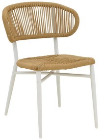 Καρέκλα στοιβαζόμενη Agus pakoworld αλουμίνιο σε λευκό- pe rattan σε φυσική απόχρωση 55x63x77εκ