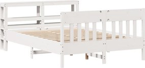 vidaXL Σκελετός Κρεβ. Χωρίς Στρώμα Λευκό 150x200 εκ Μασίφ Πεύκο