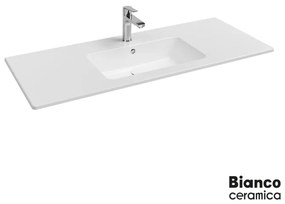 Bianco Ceramica Flat 46 Eπικαθήμενος Πορσελάνινος Νιπτήρας 121,5x46,5εκ Λευκό Γυαλιστερό