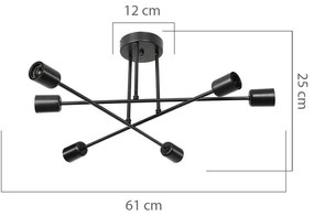 Φωτιστικό οροφής εξάφωτο PWL-1122 Ε27 μαύρο Φ61x25εκ 61x61x25 εκ.