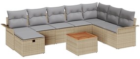 vidaXL Σετ καναπέ vitaXL 9 κομματιών με μαξιλάρια Μπεζ Πολυ Ρατάν