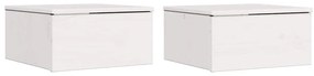vidaXL Κομοδίνο 2 pcs Λευκό 37 x 35 x 18.5 εκ Μασίφ ξύλο πεύκου