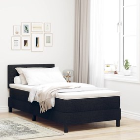 vidaXL Κρεβάτι Box Spring με Στρώμα & LED Μαύρο 90x190 εκ. Υφάσματος