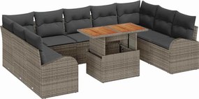 vidaXL Σετ Καναπέ Κήπου με μαξιλάρι 10 pcs Γκρι