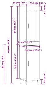 Ντουλάπι Γκρι Σκυροδέματος 34,5x34x180 εκ. Επεξεργασμένο Ξύλο - Γκρι