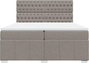 vidaXL Κρεβάτι Boxspring με Στρώμα Taupe 200x200 εκ. Υφασμάτινο