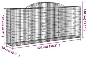 Συρματοκιβώτια Τοξωτά 12 τεμ. 300x50x120/140 εκ. Γαλβαν. Ατσάλι - Ασήμι