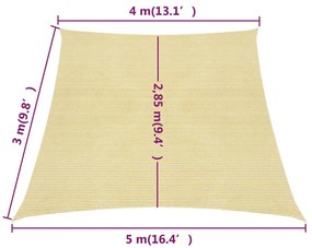Πανί Σκίασης Μπεζ 4/5 x 3 μ. 160 γρ./μ² από HDPE - Μπεζ