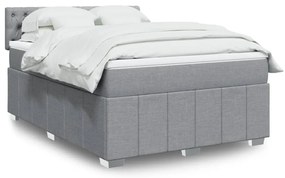 vidaXL Κρεβάτι Boxspring με Στρώμα Ανοιχτό Γκρι 140x190 εκ. Υφασμάτινο