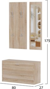 ΣΕΤ ΕΙΣΟΔΟΥ ΜΕ ΚΑΘΡΕΠΤΗ VERN HM2476.01 ΜΕΛΑΜΙΝΗ ΣΕ ΣΟΝΑΜΑ 80x27x175Υεκ