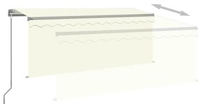 Τέντα Συρόμενη Χειροκίνητη με Σκίαστρο &amp; LED Κρεμ 3 x 2,5 μ. - Κρεμ