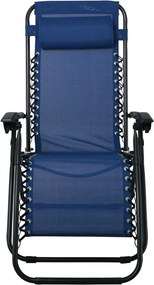 SUPER RELAX Πολυθρόνα με Υποπόδιο, Μέταλλο Βαφή Μαύρο, Textilene Μπλε   2τμχ
