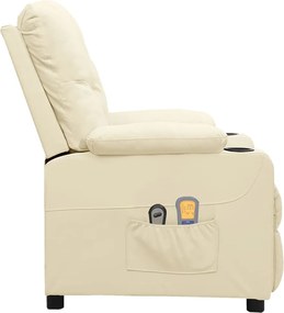 vidaXL Πολυθρόνα Μασάζ Ηλεκτρική Κρεμ από Συνθετικό Δέρμα