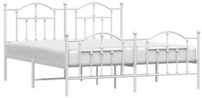 Πλαίσιο Κρεβατιού με Κεφαλάρι&amp;Ποδαρικό Λευκό 183x213εκ. Μέταλλο - Λευκό