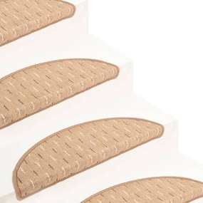 vidaXL Πατάκια Σκάλας Μοκέτα 15 τεμ. Ανοιχτό Καφέ 56x17x3 εκ.