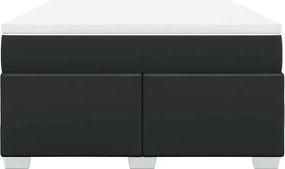 vidaXL Κρεβάτι Boxspring με Στρώμα Μαύρο 140x190εκ.από Συνθετικό Δέρμα