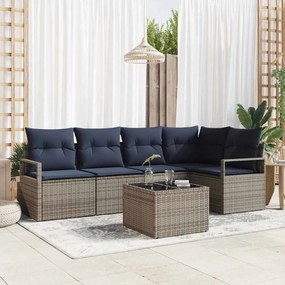 vidaXL Σετ Καναπέ 6 pcs Γκρι συνθετικό ρατάν